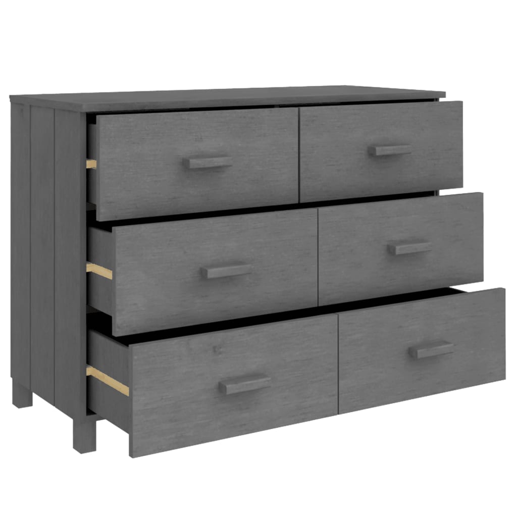 HAMAR Sideboard Dark Grey 113x40x80 cm Solid Pine Wood