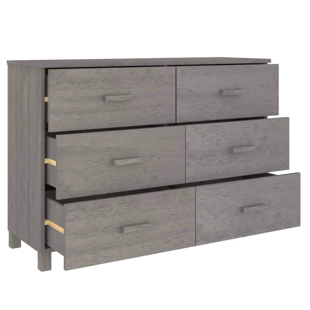 Buffet HAMAR Gris clair 113x40x80 cm Bois massif de pin