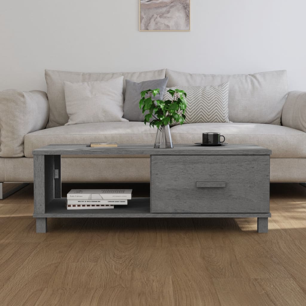 Table basse HAMAR Gris foncé 100x55x35 cm Bois massif de pin