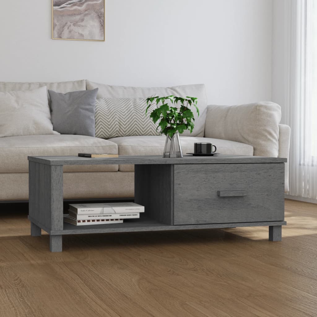 Table basse HAMAR Gris foncé 100x55x35 cm Bois massif de pin