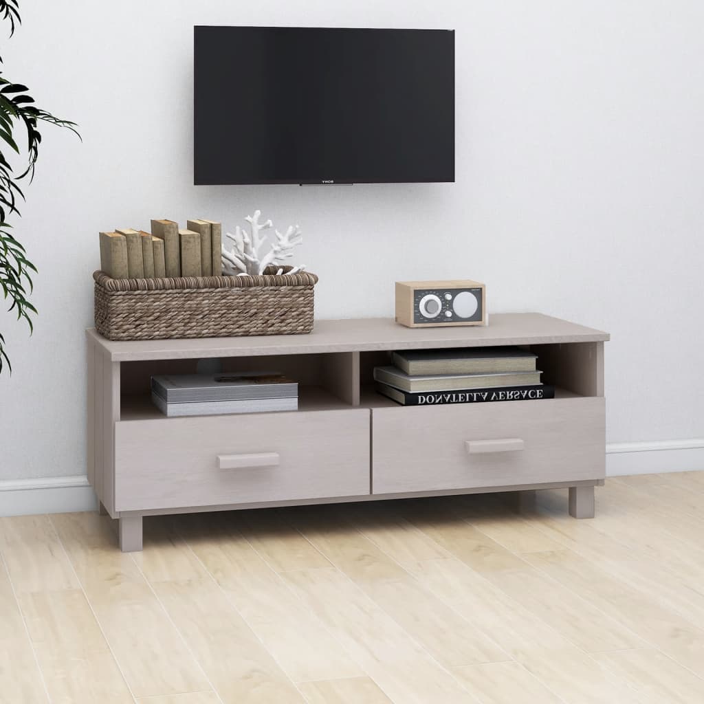 Meuble TV HAMAR Blanc 106x40x40 cm Bois massif de pin