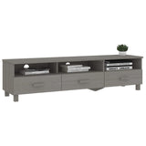 Meuble TV HAMAR Gris clair 158x40x40 cm Bois massif de pin