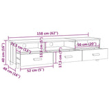 Meuble TV HAMAR Gris clair 158x40x40 cm Bois massif de pin