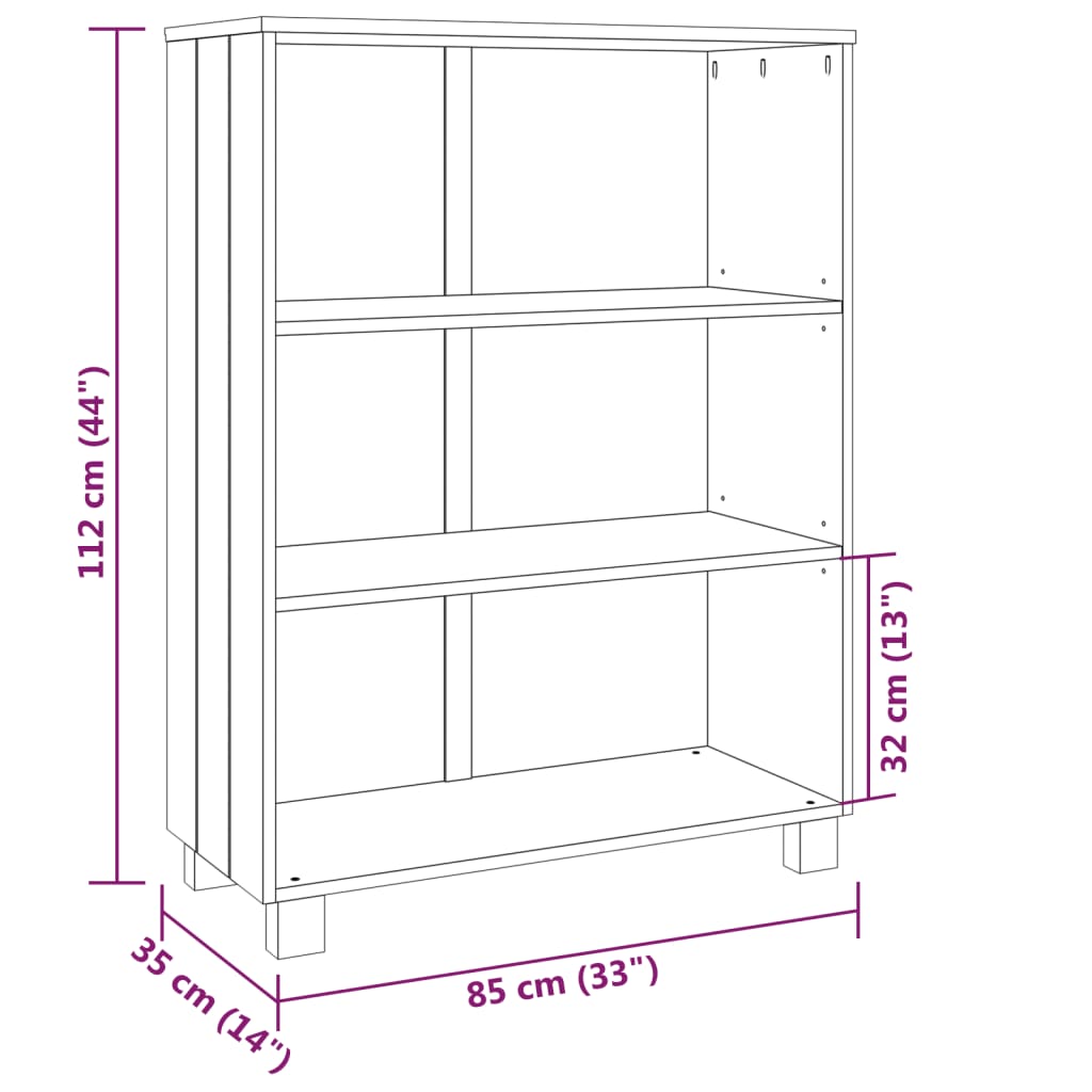 Bibliothèque HAMAR Blanc 85x35x112 cm Bois de pin massif