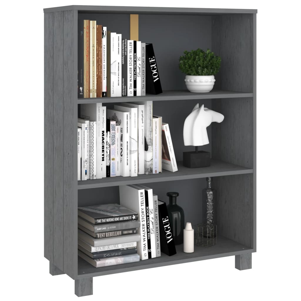 Bibliothèque HAMAR Gris foncé 85x35x112 cm Bois de pin massif