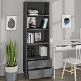 HAMAR Dark Grey Sideboard 60x35x180 cm Solid Pine Wood