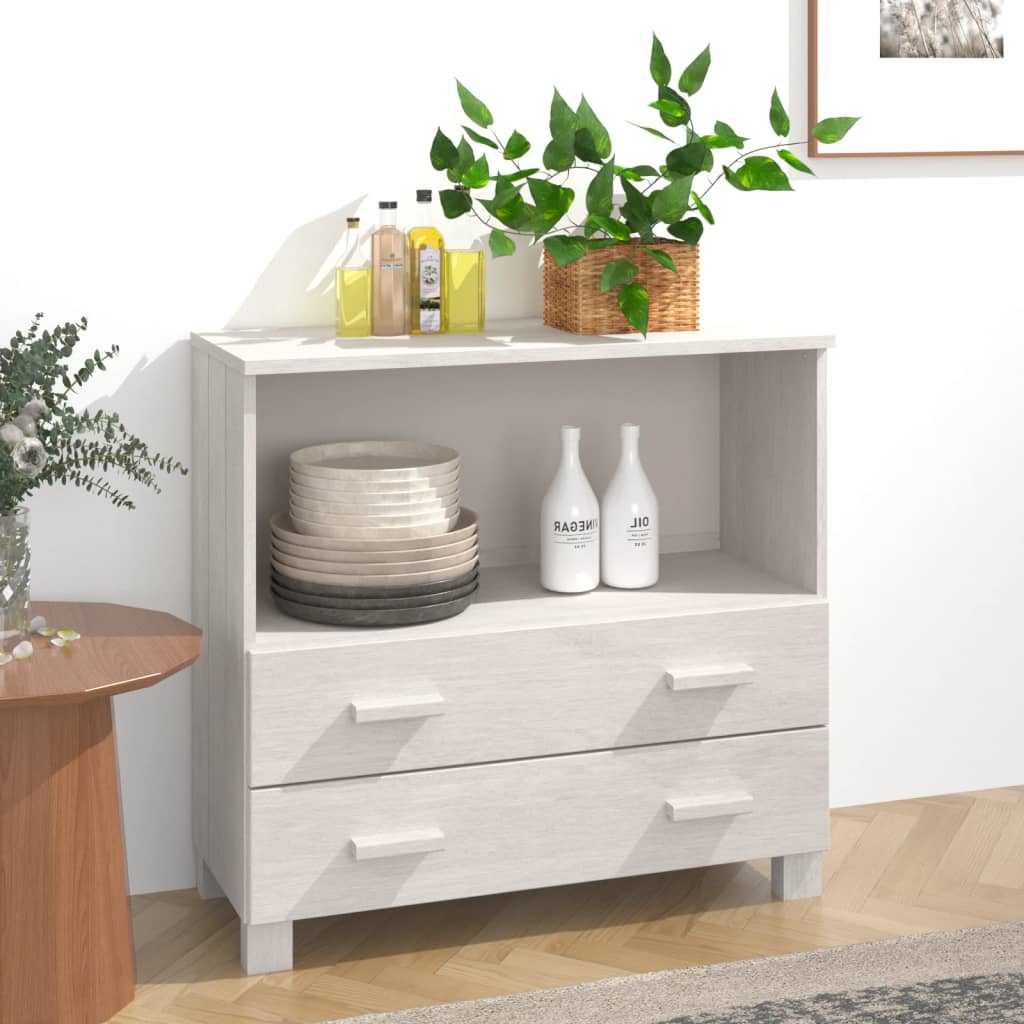 HAMAR White Sideboard 85x35x80 cm Solid pine wood