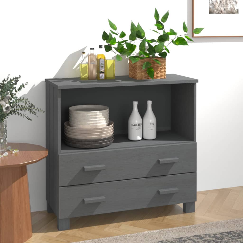 HAMAR Sideboard Dark Grey 85x35x80 cm Solid Pine Wood