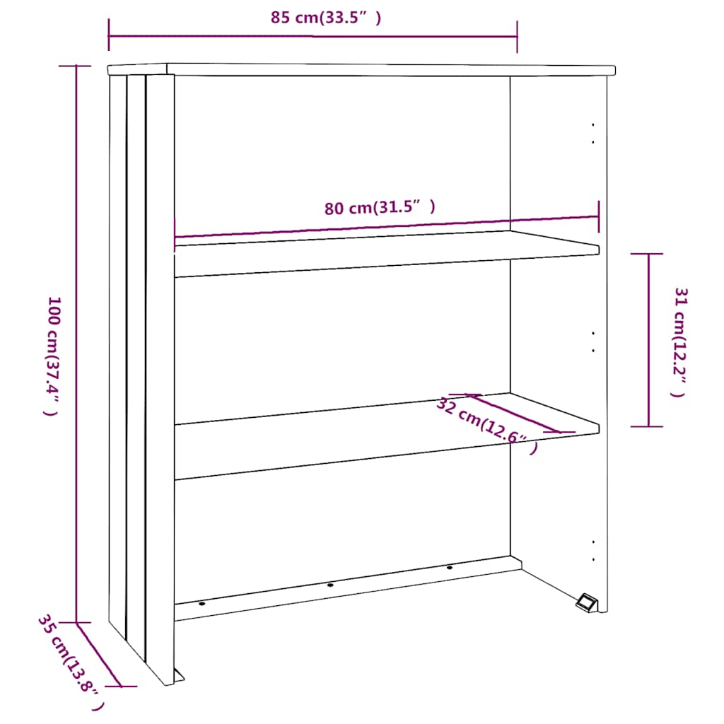 Dessus de buffet HAMAR Blanc 85x35x100 cm Bois de pin massif