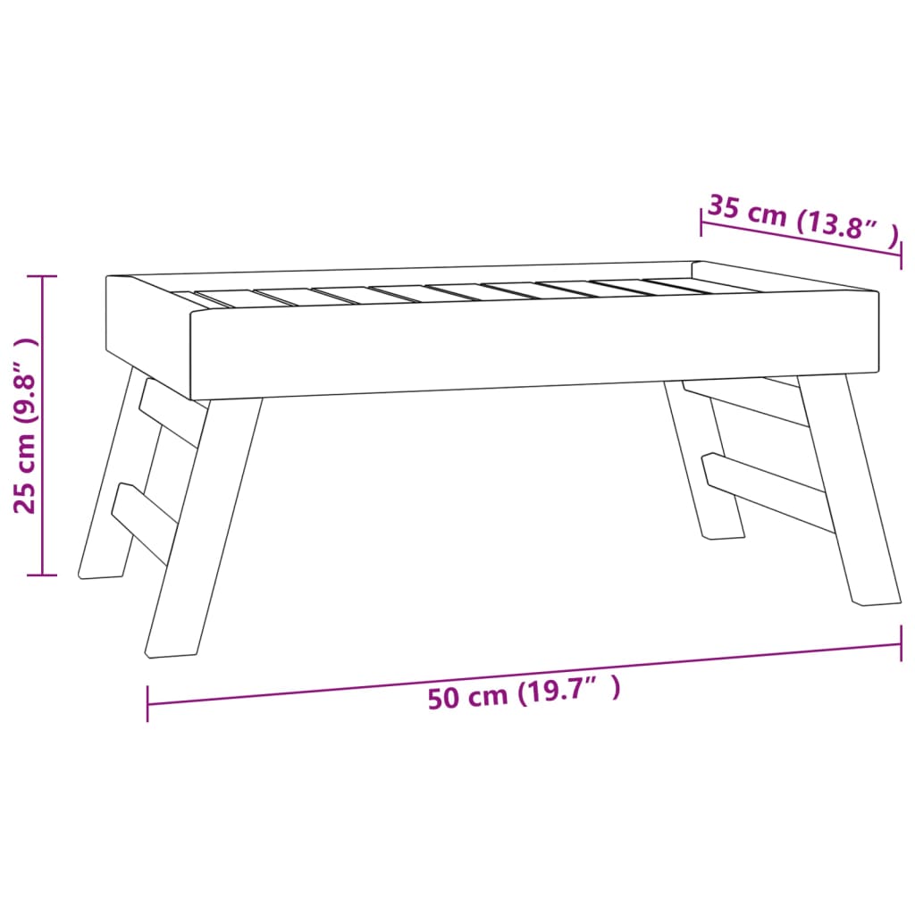 Klappbares Tablett 55x35x25 cm Massives Teakholz