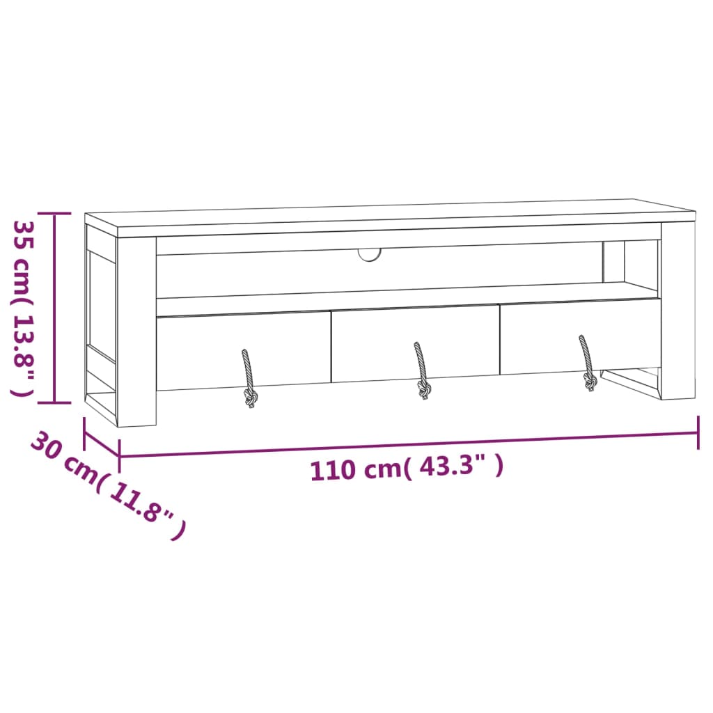 TV cabinet 110x30x35 cm Solid teak wood