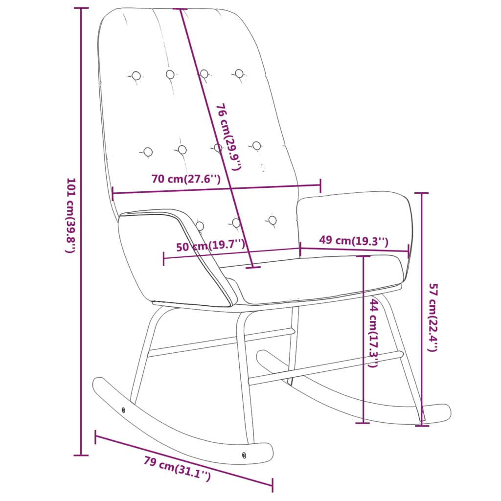 Chaise à bascule Gris clair Tissu