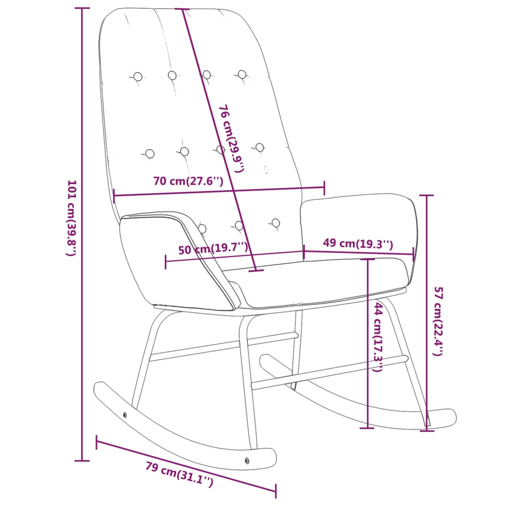 Chaise à bascule Jaune moutarde Tissu