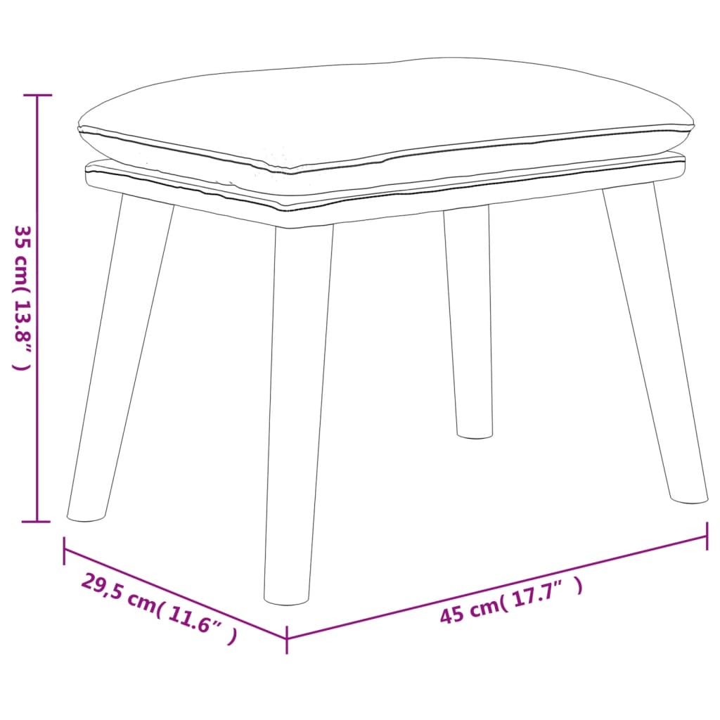 Blauer Fußhocker 45x29,5x35 cm Stoff und Kunstleder