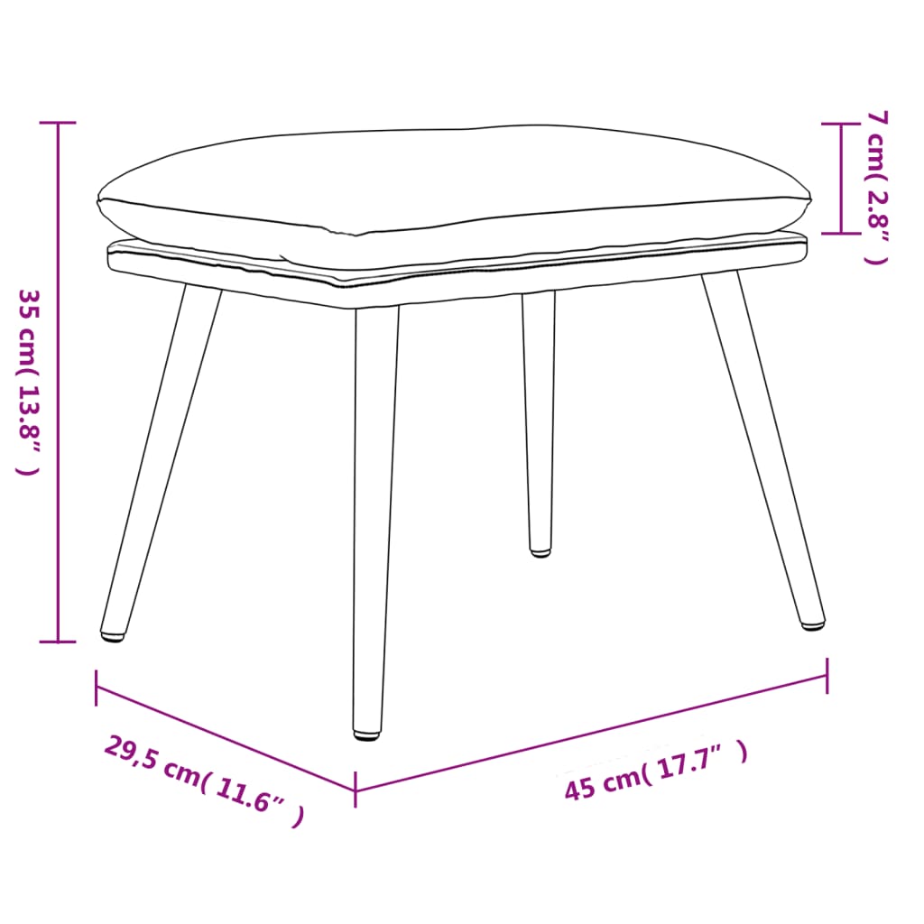 Burgunderroter Fußhocker 45x29,5x35 cm Samt