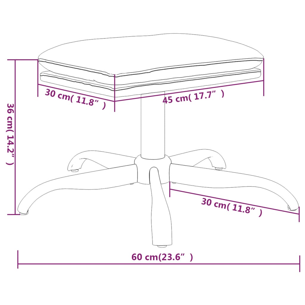 Fußhocker Cremeweiß 60x60x36 cm Samt