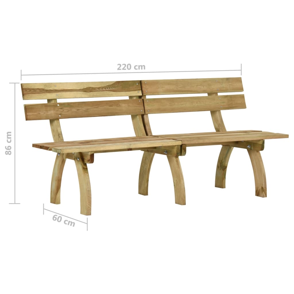 Banc de jardin 220 cm bois de pin imprégné