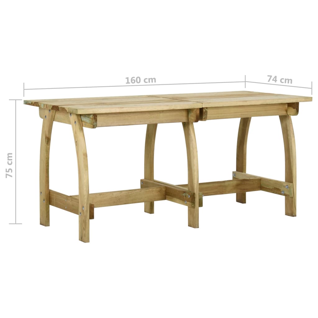 Table de jardin 160x74x75 cm Bois de pin imprégné