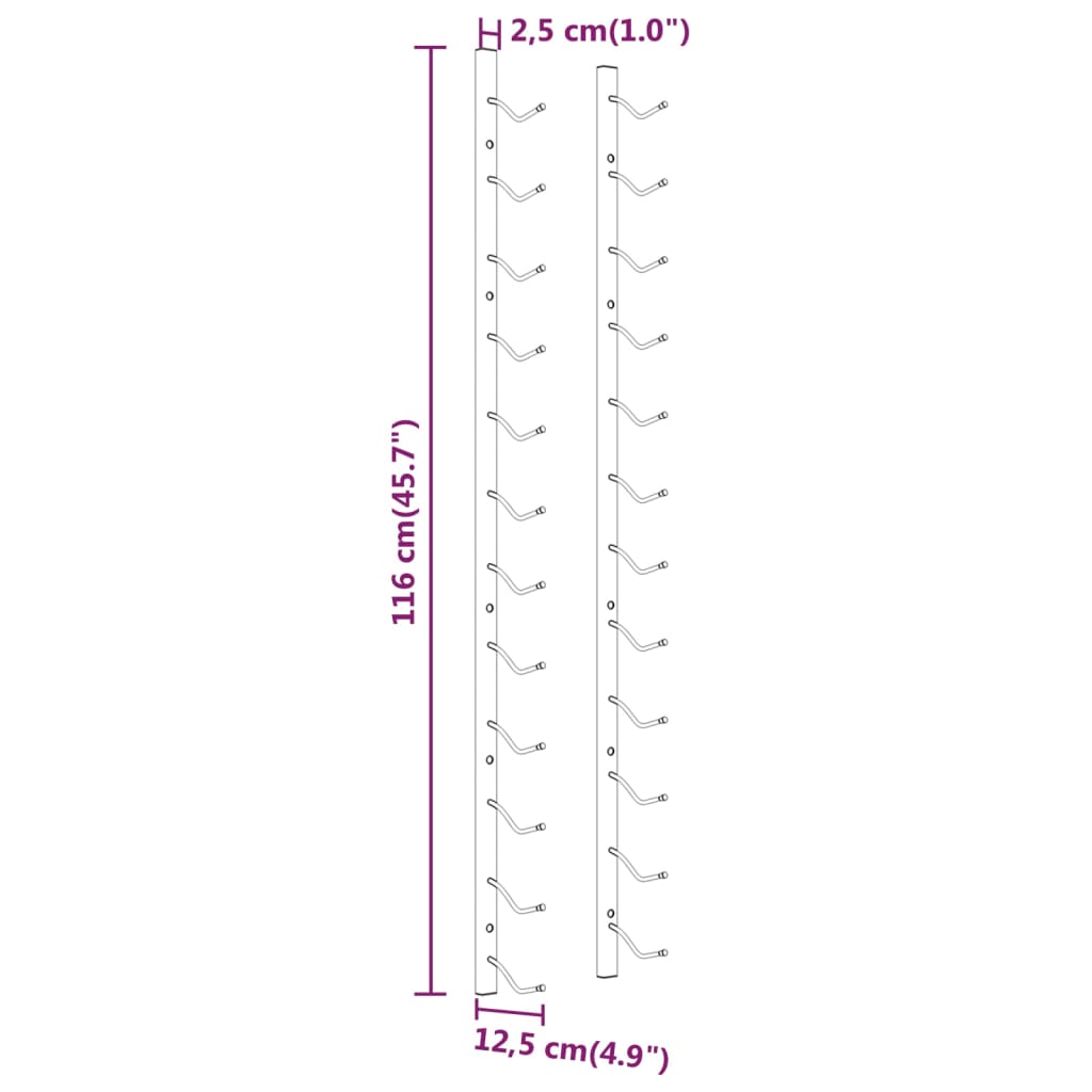 Casier à vin mural pour 12 bouteilles 2 pcs Blanc Fer