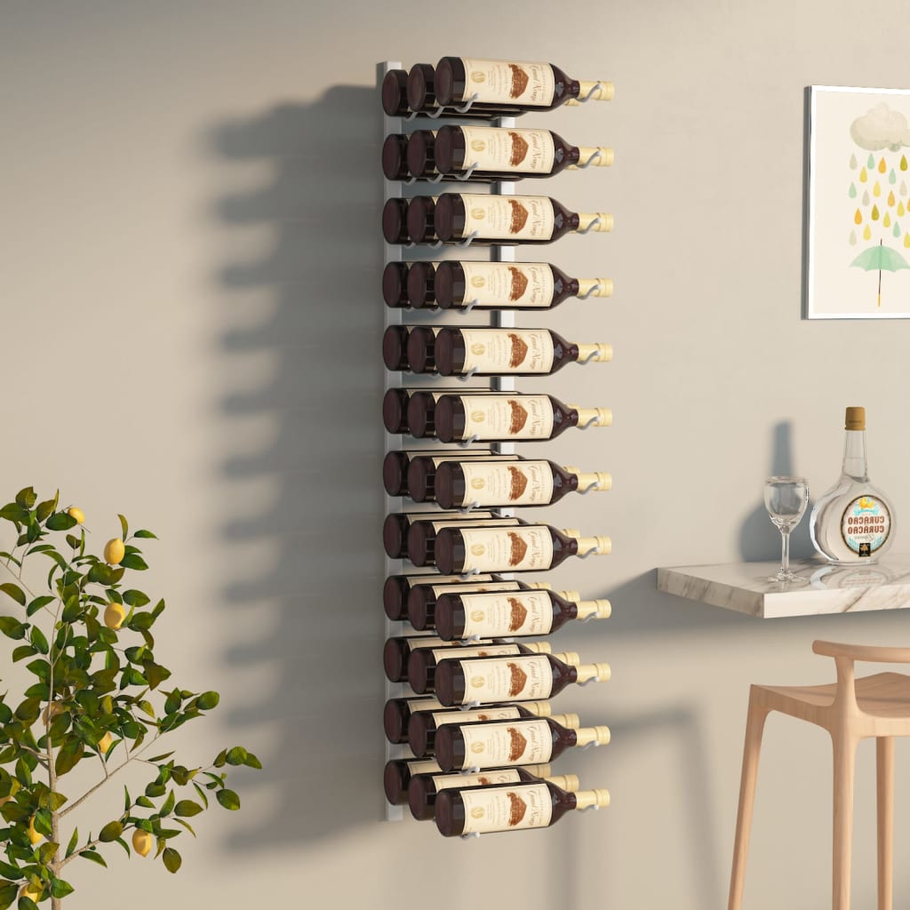 Wall mounted wine rack for 36 bottles White Iron