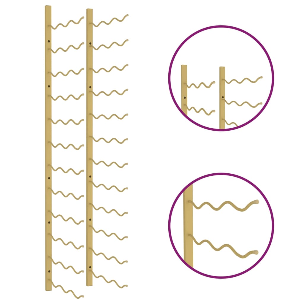 Wandmontiertes Weinregal für 36 Flaschen Gold Iron