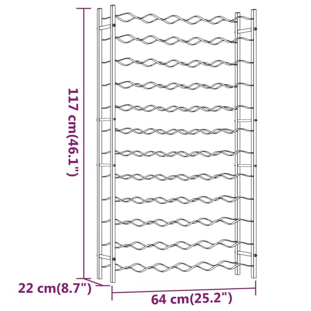 Bottle rack for 72 bottles White Metal