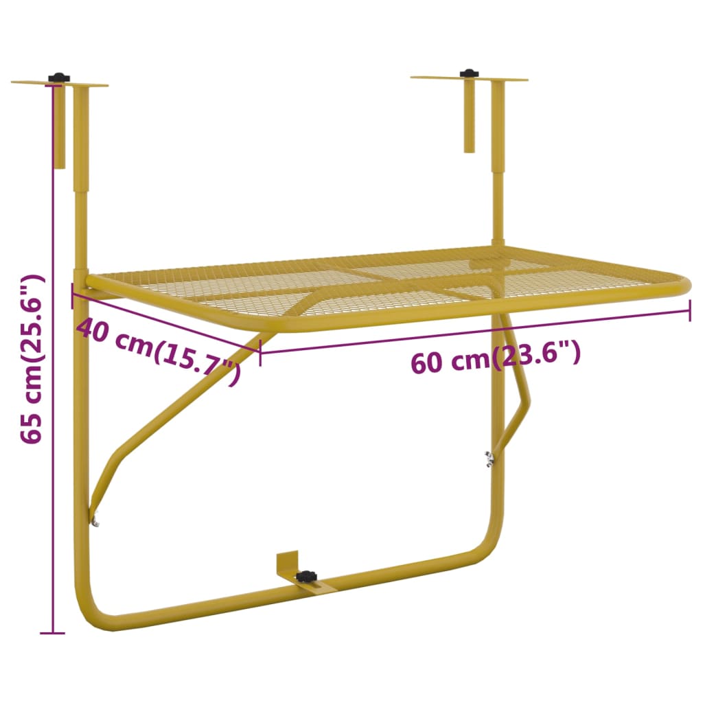 Table de balcon Doré 60x40 cm Acier