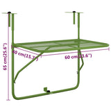 Table de balcon Vert 60x40 cm Acier