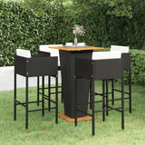 Ensemble de bar de jardin 5 pcs et coussins Résine tressée Noir