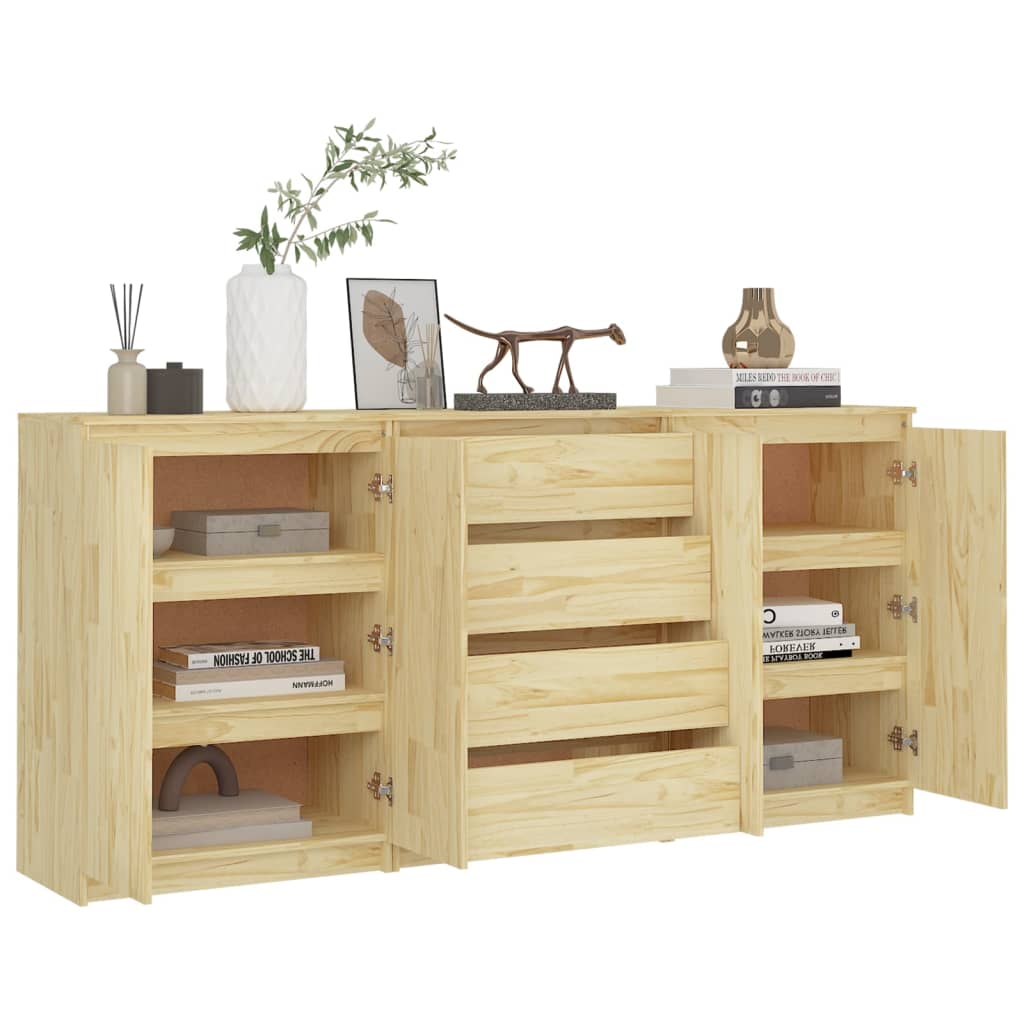 3 pcs side cabinets solid pine wood