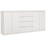 Armoires latérales 3 pcs blanc Bois de pin massif