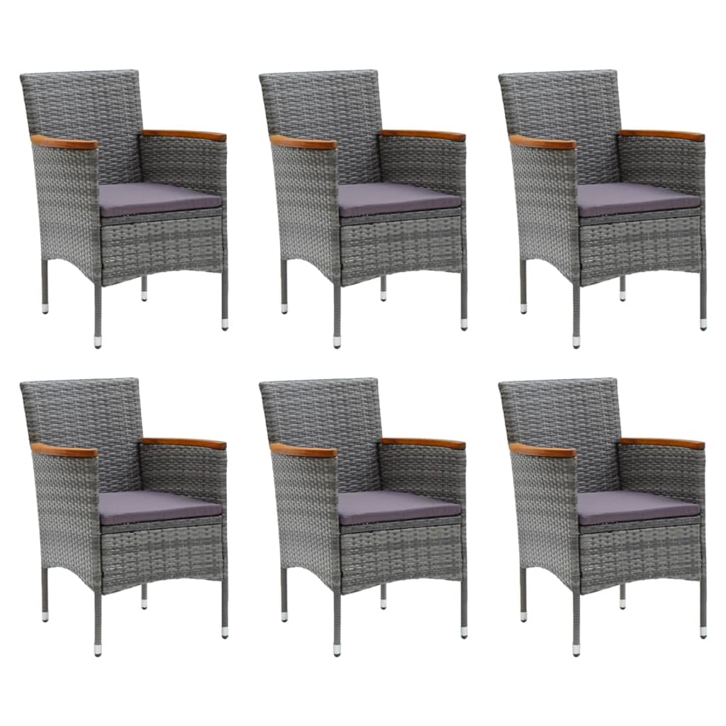 Ensemble à manger de jardin coussins 7pcs Résine tressée Gris