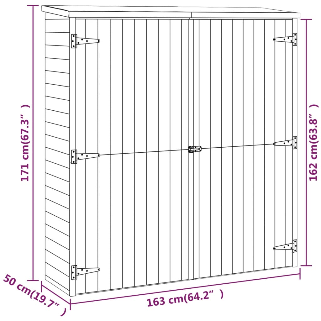 Abri à outils de jardin 163x50x171 cm Bois de pin solide