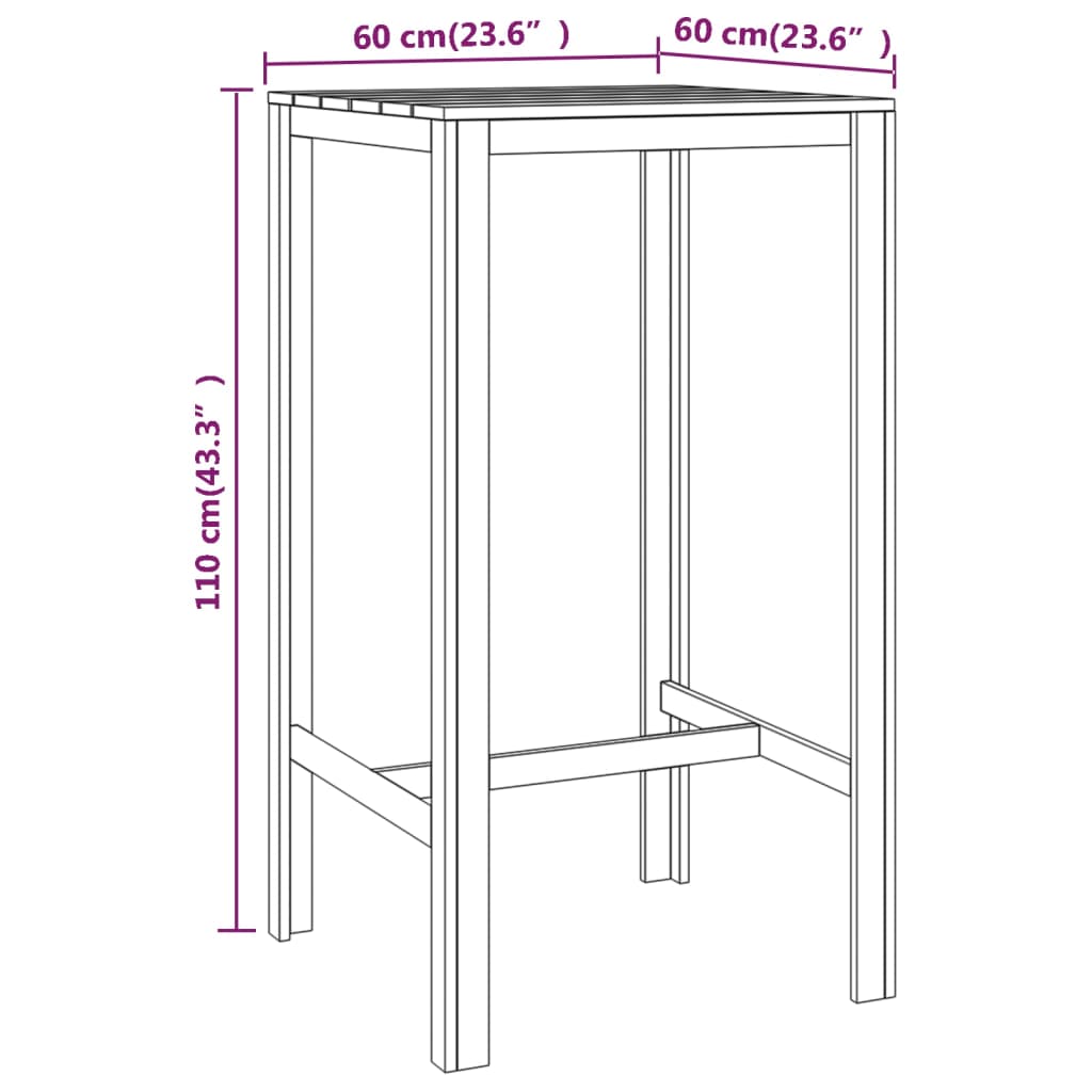 Table de bar 60x60x110 cm Bois de pin imprégné