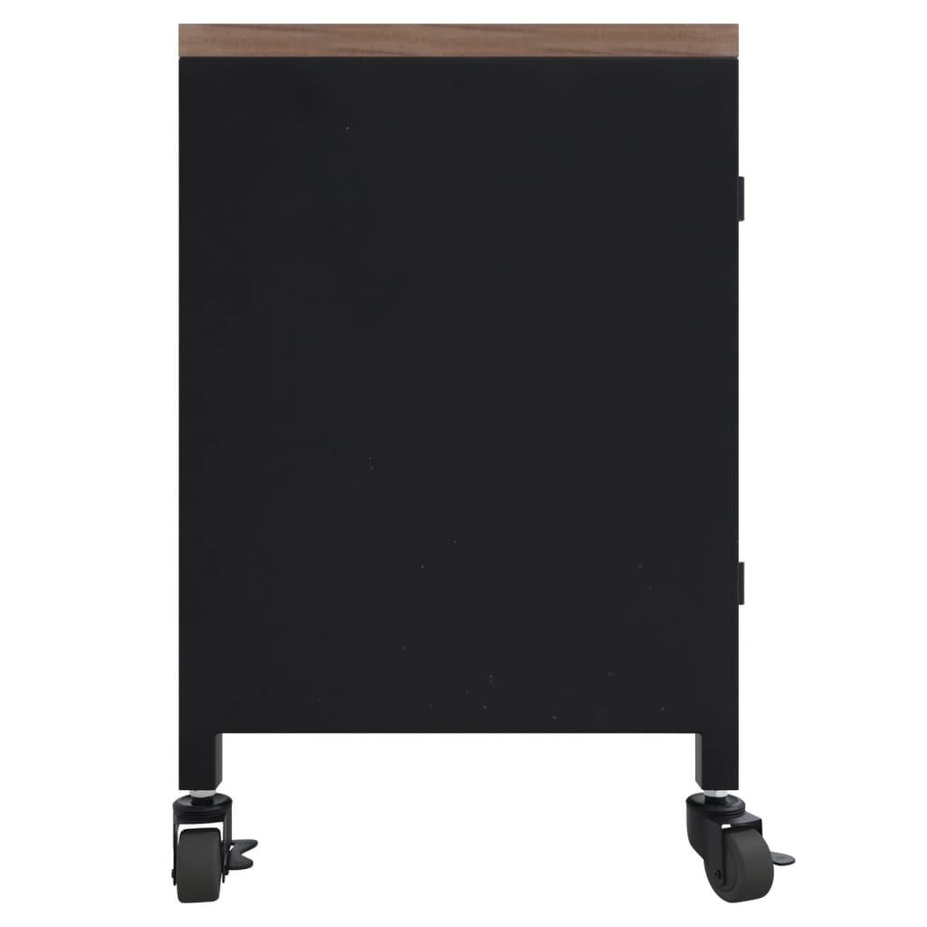 Meuble TV Noir 110x30x43 cm Fer et bois de pin massif