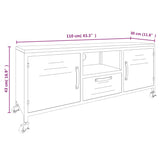 Meuble TV Noir 110x30x43 cm Fer et bois de pin massif