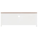 Meuble TV Blanc 110x30x40 cm Fer et bois de sapin massif