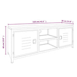 Meuble TV Blanc 110x30x40 cm Fer et bois de sapin massif