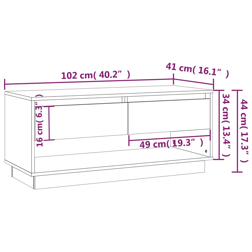 Meuble TV chêne sonoma 102x41x44 cm bois d'ingénierie