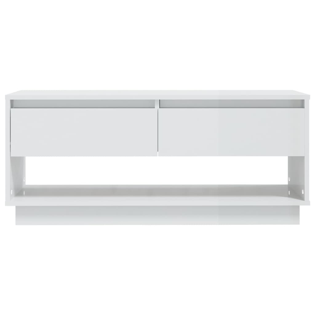 Meuble TV blanc brillant 102x41x44 cm bois d'ingénierie