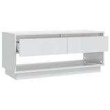 Meuble TV blanc brillant 102x41x44 cm bois d'ingénierie