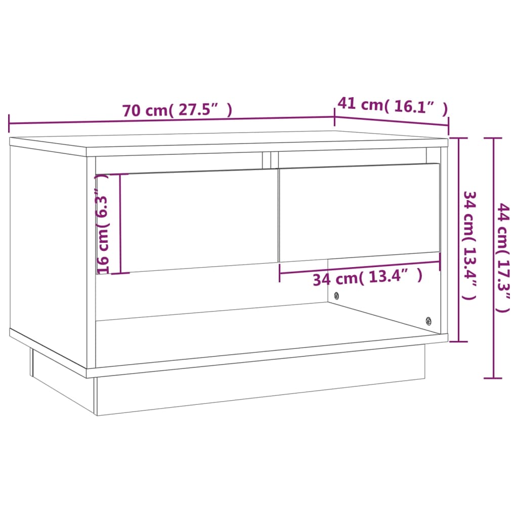 Meuble TV chêne sonoma 70x41x44 cm bois d'ingénierie