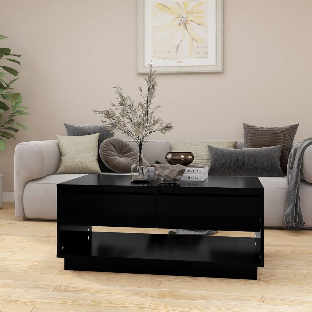 Table basse Noir 102,5x55x44 cm Bois d'ingénierie