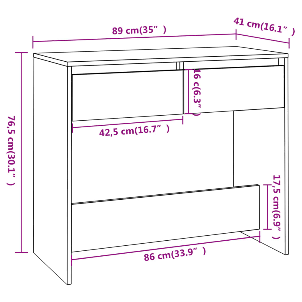 Table console Noir 89x41x76,5 cm Acier