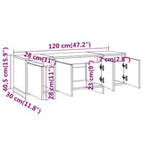 Meuble TV gris béton 120x30x40,5 cm bois d'ingénierie