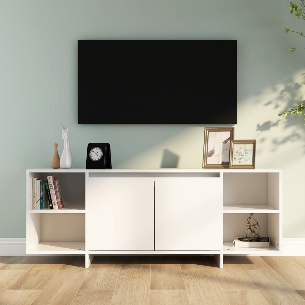 Meuble TV blanc 130x35x50 cm bois d'ingénierie