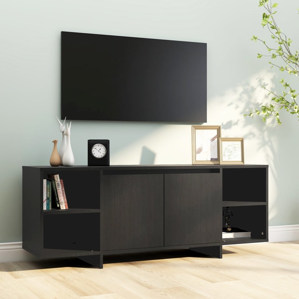 Black TV cabinet 130x35x50 cm Engineered wood