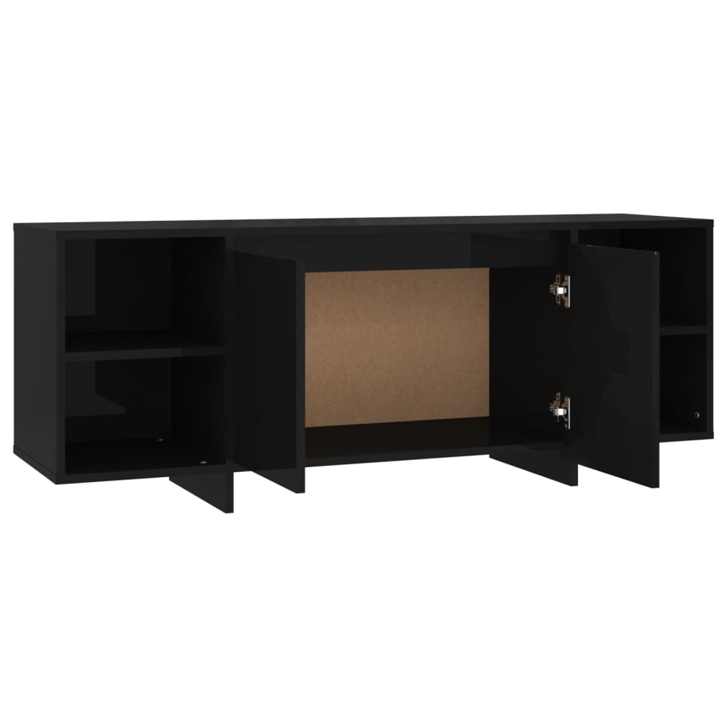 Black TV cabinet 130x35x50 cm Engineered wood