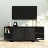 Black TV cabinet 130x35x50 cm Engineered wood