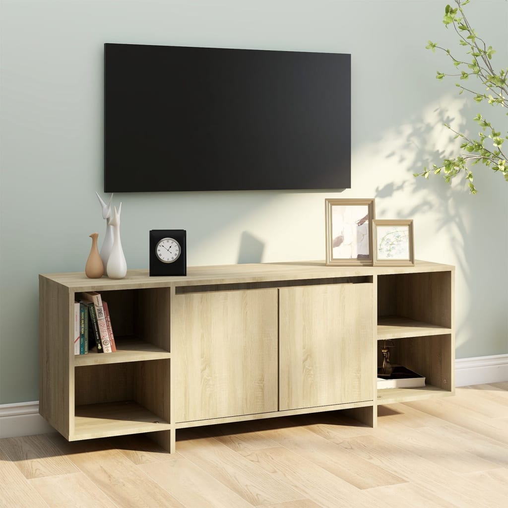 Meuble TV chêne sonoma 130x35x50 cm bois d'ingénierie